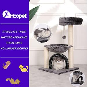 HOOPET cat Tree,27.8 INCHES cat Tower for Indoor Cats, Multi-Level Cat Tree with Scratching Posts Plush Basket & Perch for Play Rest, Cat Activity Tree with Dangling Ball for Kittens/Small Cats