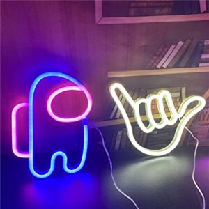 QiaoFei Alien Neon Sign Lights Astronaut Neon Signs with USB or Battery Operated for Kid's Room Bedroom Bar Restaurant Game Room Christmas Valentine's Day Birthday Party Gift LED Art Decoration Light