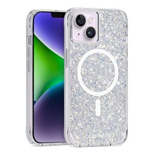 case-mate iphone 13 case - twinkle stardust [10ft drop protection] [compatible with magsafe] magnetic cover with cute bling sparkle for iphone 13 6.1", anti-scratch, shock absorbent, slim fit