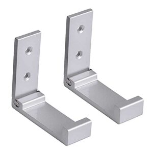 teensery 2 pcs aluminium alloy folding hooks foldable wall mount cloth hangers coat rack single hooks for home kitchen bathroom bedroom (silver)