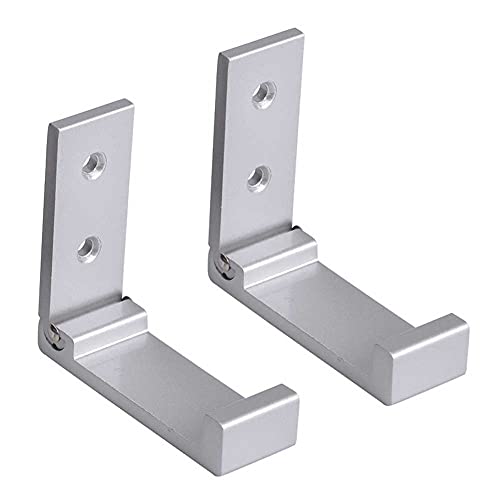 Teensery 2 Pcs Aluminium Alloy Folding Hooks Foldable Wall Mount Cloth Hangers Coat Rack Single Hooks for Home Kitchen Bathroom Bedroom (Silver)