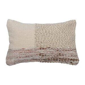 creative co-op woven cotton blend lumbar, multi-patterned neutral throw pillow, multicolored