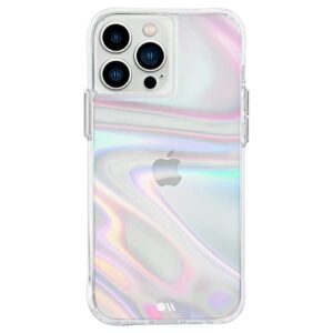 case-mate iphone 13 pro max case for women [10ft drop protection] [wireless charging] soap bubble phone case for iphone 13 pro max - luxury iridescent swirl effect case - shock absorbing, anti scratch