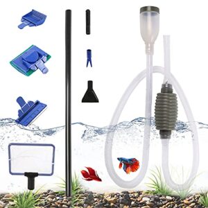 fish tank cleaning tools, aquarium gravel cleaner siphon fish tank vacuum cleaner, algae scrapers set 5 in 1 fish tank gravel cleaner, siphon vacuum for water changing and sand cleaner (20-65 gal)
