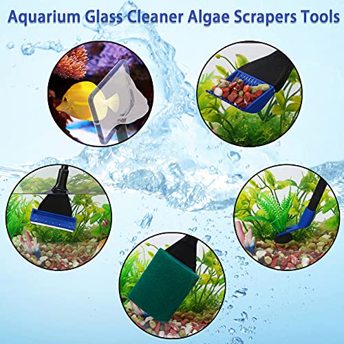 Fish Tank Cleaning Tools, Aquarium Gravel Cleaner Siphon Fish Tank Vacuum Cleaner, Algae Scrapers Set 5 in 1 Fish Tank Gravel Cleaner, Siphon Vacuum for Water Changing and Sand Cleaner (20-65 Gal)