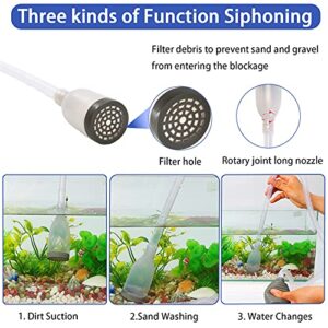 Fish Tank Cleaning Tools, Aquarium Gravel Cleaner Siphon Fish Tank Vacuum Cleaner, Algae Scrapers Set 5 in 1 Fish Tank Gravel Cleaner, Siphon Vacuum for Water Changing and Sand Cleaner (20-65 Gal)