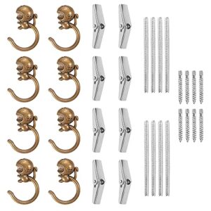 bami-lee house monkey ceiling hooks for hanging plants, 8 pack swag ceiling hooks, heavy duty swag hook with hardware including screws and toggle wings for ceiling installation wall fixing (bronze)