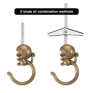 BAMI-LEE House Monkey Ceiling Hooks for Hanging Plants, 8 Pack Swag Ceiling Hooks, Heavy Duty Swag Hook with Hardware Including Screws and Toggle Wings for Ceiling Installation Wall Fixing (Bronze)