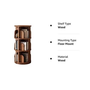 Bookcases Creativity Corner Shelf Bookshelf Solid Wood Revolving Floor Standing Children Living Room 360 Degree Rotating Storage HAOHAOMAI, Brown, 39x99cm