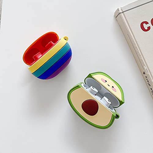 VinSa Cartoon Fruits Shockproof Protective Case for Beats Studio Buds New 2021 Wireless Headphones Charging Box | Green Avocado Cover with Anti-Lost Keychain Bag Toys Decor