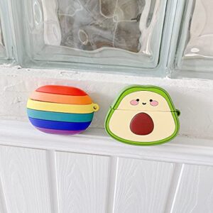 VinSa Cartoon Fruits Shockproof Protective Case for Beats Studio Buds New 2021 Wireless Headphones Charging Box | Green Avocado Cover with Anti-Lost Keychain Bag Toys Decor