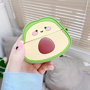 VinSa Cartoon Fruits Shockproof Protective Case for Beats Studio Buds New 2021 Wireless Headphones Charging Box | Green Avocado Cover with Anti-Lost Keychain Bag Toys Decor