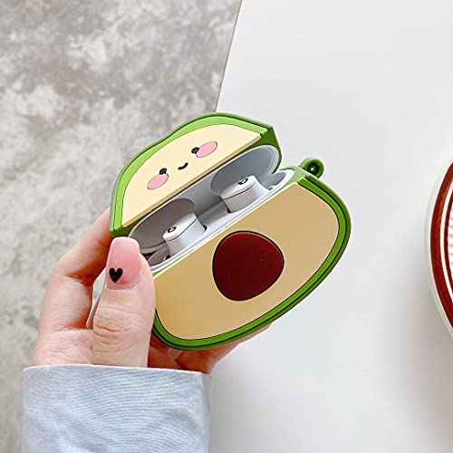 VinSa Cartoon Fruits Shockproof Protective Case for Beats Studio Buds New 2021 Wireless Headphones Charging Box | Green Avocado Cover with Anti-Lost Keychain Bag Toys Decor