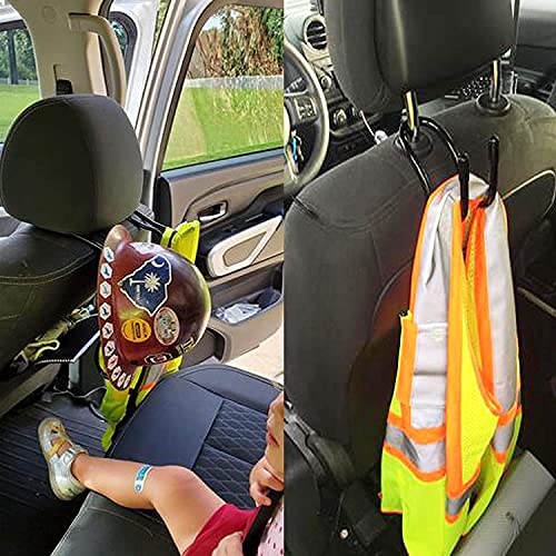 Cowboy Hat Holder Rack, Hat Holder Rack for Trunks Cars SUV, - Flexible Over The Car Seat Hat Hanger Hook - Keep Hat Shape - for Coats, Caps, Bag, Safety Helmet — 2 Pack - No Hat