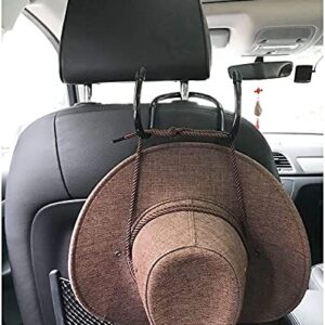 Cowboy Hat Holder Rack, Hat Holder Rack for Trunks Cars SUV, - Flexible Over The Car Seat Hat Hanger Hook - Keep Hat Shape - for Coats, Caps, Bag, Safety Helmet — 2 Pack - No Hat