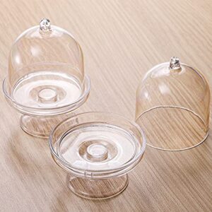 Okllen 36 Pack Mini Cake Plate with Lid, Plastic Cupcake Stand Dome Cover, Clear Small Cake Display Stand for Chocolate, Dessert, Wedding, Birthday, Baby Shower, Tea Party Supplies