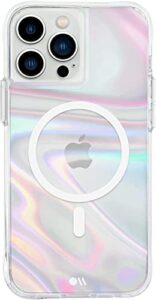 case-mate iphone 13 pro max case [10ft drop protection] [compatible with magsafe] soap bubble phone case for iphone 13 pro max - luxury iridescent swirl effect, slim, shock absorbing, anti scratch