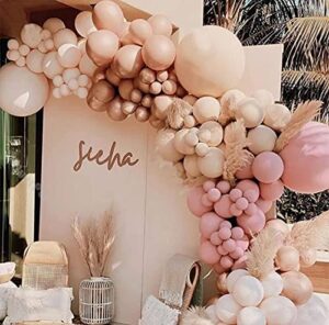 longwu balloon arch garland kit,blush nude apricot party balloons decoration set for retro boho wedding baby shower bridal engagement anniversary graduation birthday decorations