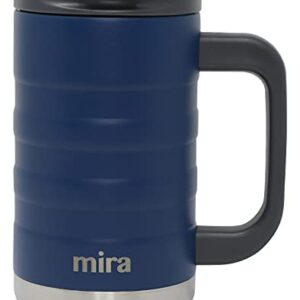 MIRA Vacuum Insulated Coffee Mug with Handle, 14oz Stainless Steel Tea Coffee Travel Mug, Double Wall Reusable thermal Coffee Cup with Lid, Admiral Blue