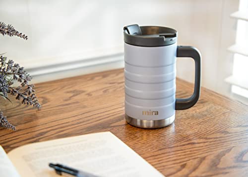 MIRA Vacuum Insulated Coffee Mug with Handle, 14oz Stainless Steel Tea Coffee Travel Mug, Double Wall Reusable thermal Coffee Cup with Lid, Admiral Blue