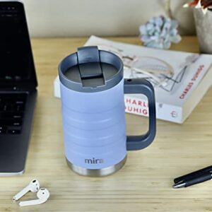 MIRA Vacuum Insulated Coffee Mug with Handle, 14oz Stainless Steel Tea Coffee Travel Mug, Double Wall Reusable thermal Coffee Cup with Lid, Admiral Blue