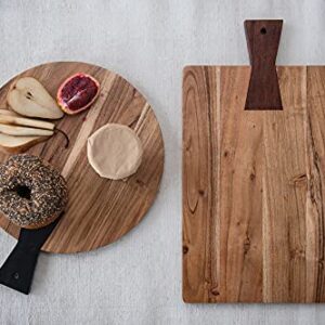 Creative Co-Op Acacia Wood Cheese/Serving w Handle Cutting Board, 16" x 13", Natural