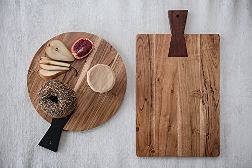 Creative Co-Op Acacia Wood Cheese/Serving w Handle Cutting Board, 16" x 13", Natural