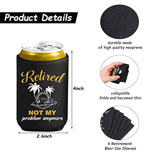 Retirement Present Beer Beverage Can Coolers Funny Retirement Beer Can Sleeve Collapsible Neoprene Can Beer Bottle Beverage Cooler for Men Women Retirement Party Decoration Supplies 6 Pieces