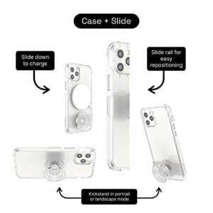 PopSockets iPhone 12 Case and iPhone 12 Pro Case for MagSafe with Repositionable Slide Pop Grip - Clear