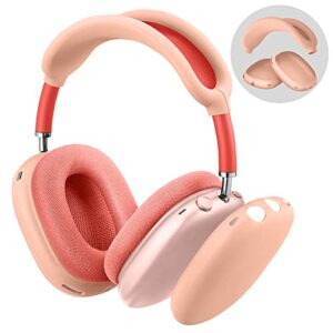 fintie silicone case cover for airpods max headphones, anti-scratch ear cups cover and headband cover for airpods max, accessories skin protector for airpods max (pink)