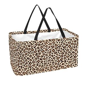 ywegoodz shopping baskets reusable foldable grocery bag storage basket large storage bins basket cheetah leopard skin print, multicolor, 22 x 12.6 x 11.4 inch