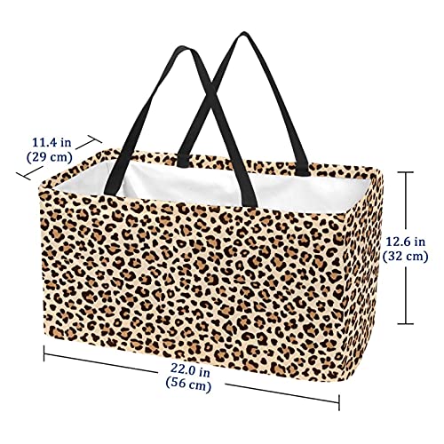 YWEGoodz Shopping Baskets Reusable Foldable Grocery Bag Storage Basket Large Storage Bins Basket Cheetah Leopard Skin Print, Multicolor, 22 x 12.6 x 11.4 inch