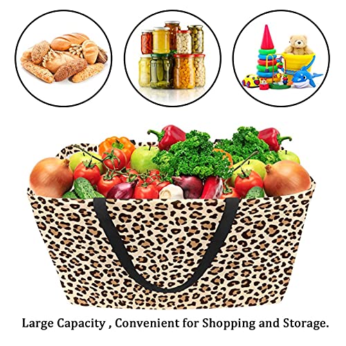 YWEGoodz Shopping Baskets Reusable Foldable Grocery Bag Storage Basket Large Storage Bins Basket Cheetah Leopard Skin Print, Multicolor, 22 x 12.6 x 11.4 inch