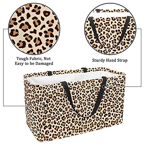 YWEGoodz Shopping Baskets Reusable Foldable Grocery Bag Storage Basket Large Storage Bins Basket Cheetah Leopard Skin Print, Multicolor, 22 x 12.6 x 11.4 inch