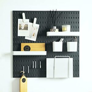 keepo pegboard combination kit, 4 pegboards and 14 accessories modular hanging for wall organizer, crafts organization, ornaments display, nursery storage, 22" x 22", black| peg boards