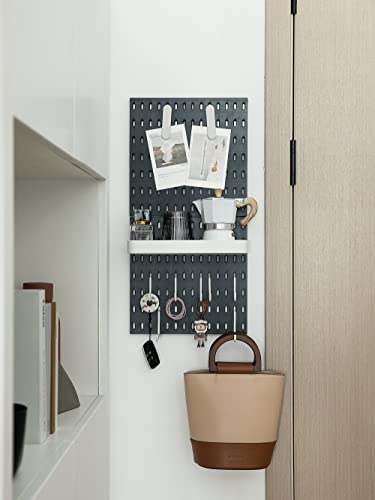 Keepo Pegboard Combination Kit, 4 Pegboards and 14 Accessories Modular Hanging for Wall Organizer, Crafts Organization, Ornaments Display, Nursery Storage, 22" x 22", Black| Peg Boards