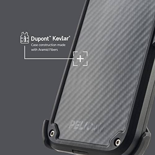 Pelican Shield Kevlar Series - iPhone 13 Case - 21ft Military Grade Drop Protection, Compatible with Wireless Charging - With Belt Clip Holster Kickstand - Heavy Duty Rugged Case for iPhone 13 - Black