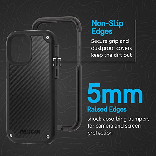 Pelican Shield Kevlar Series - iPhone 13 Case - 21ft Military Grade Drop Protection, Compatible with Wireless Charging - With Belt Clip Holster Kickstand - Heavy Duty Rugged Case for iPhone 13 - Black