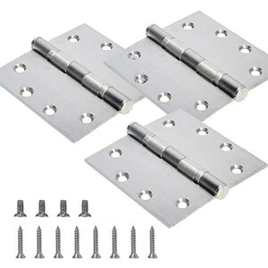 3-pack heavy duty commercial door hinge with silent steel plain bearing, 4.5 inch x 4.5 inch, thickness 3 mm stainless steel，super bearing capacity