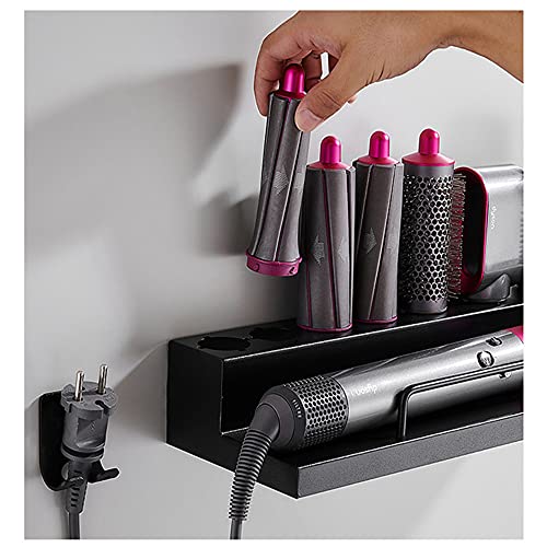 DALUOBO Storage Holder for Dyson Airwrap Curling Iron Accessories Wall Mounted Rack Bracket Stand with Adhesive for Home Bathroom Organizer Black