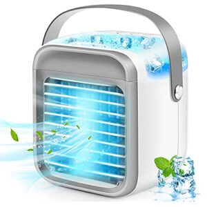 portable air conditioner, personal air cooler 3 in 1 air conditioner, compact evaporative cooler air humidifier, 3 wind speed desktop air conditioner fan, suitable for home/office