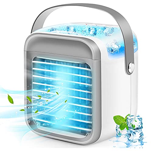 Portable Air Conditioner, Personal Air Cooler 3 in 1 Air Conditioner, Compact Evaporative Cooler Air Humidifier, 3 Wind Speed Desktop Air Conditioner Fan, Suitable for Home/Office