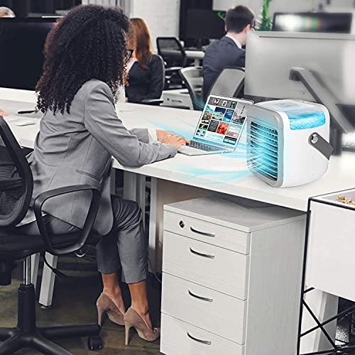 Portable Air Conditioner, Personal Air Cooler 3 in 1 Air Conditioner, Compact Evaporative Cooler Air Humidifier, 3 Wind Speed Desktop Air Conditioner Fan, Suitable for Home/Office