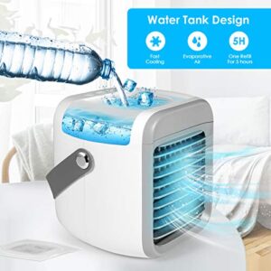 Portable Air Conditioner, Personal Air Cooler 3 in 1 Air Conditioner, Compact Evaporative Cooler Air Humidifier, 3 Wind Speed Desktop Air Conditioner Fan, Suitable for Home/Office