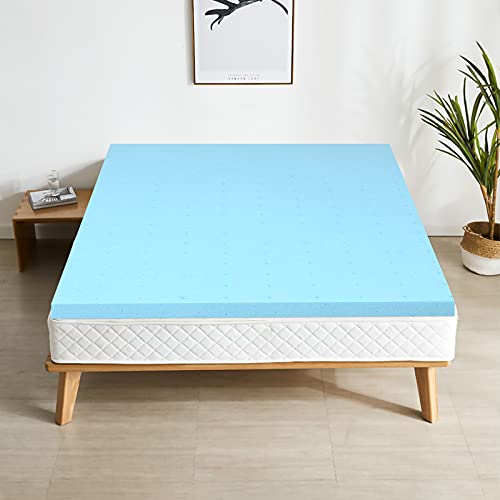 Giantex 3 Inch Memory Foam Mattress Topper, Gel-Infused Cooling Bed Topper with Ventilated Design for Pressure Relieving, Bed Pad for All-Night Comfy, Dorm Foam Topper (Queen)