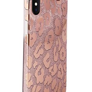 J.west iPhone Xs Max Case 6.5-inch, Luxury Saprkle Bling Glitter Leopard Print Design Soft Metallic Slim Protective Phone Cases for Women Girls TPU Silicone Cover Case Rose Gold