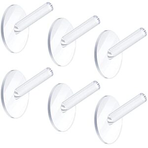 queekay 6 pieces wall mounted hat hooks acrylic coat hooks clear hat rack robe hook adhesive hooks for bathroom kitchen hat clothes towels and more, 9 lb max