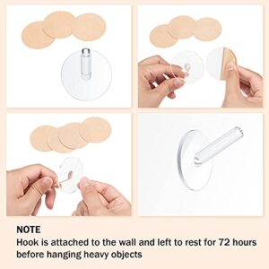 Queekay 6 Pieces Wall Mounted Hat Hooks Acrylic Coat Hooks Clear Hat Rack Robe Hook Adhesive Hooks for Bathroom Kitchen Hat Clothes Towels and More, 9 lb Max