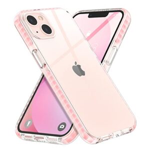 milprox compatible for iphone 13 clear case (2021), crystal transparent cover shockproof protective heavy duty bumper shell anti-yellow anti-scratch for iphone 13 6.1" 【2 cameras】 2021-pink