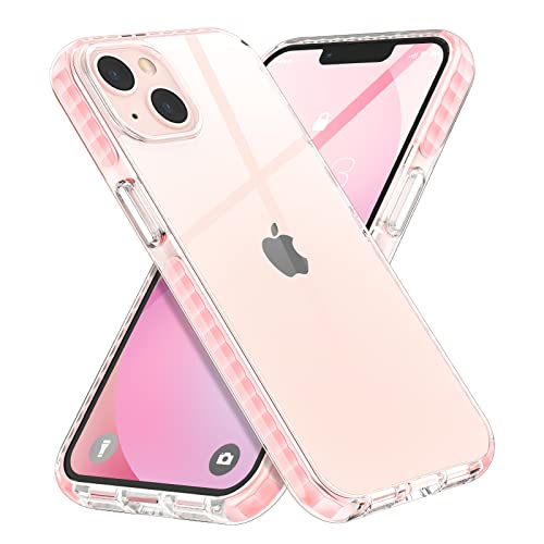 MILPROX Compatible for iPhone 13 Clear Case (2021), Crystal Transparent Cover Shockproof Protective Heavy Duty Bumper Shell Anti-Yellow Anti-Scratch for iPhone 13 6.1" 【2 Cameras】 2021-Pink